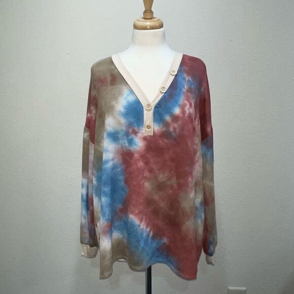 NWT Plus Size Haptics Tie Dye Top Size 1X - Picture 1 of 6